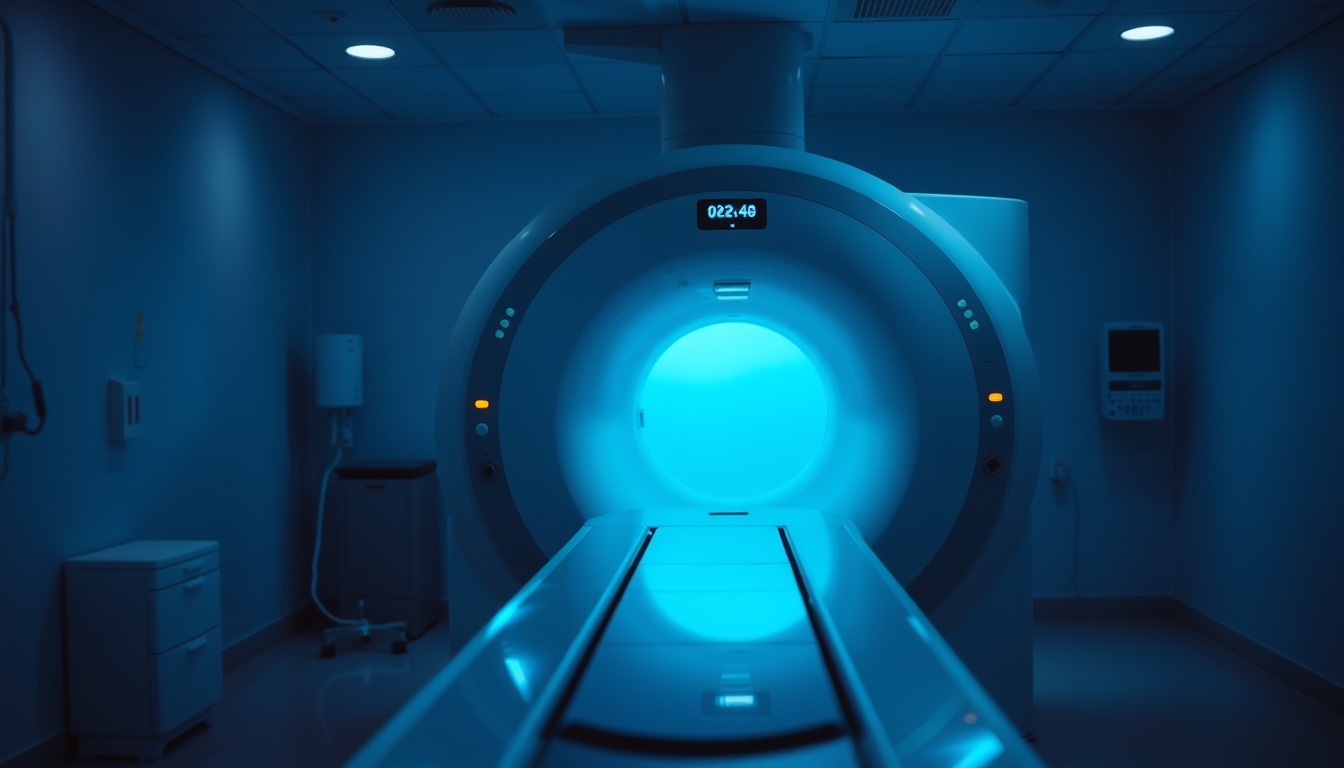 Máquina de ressonância magnética no departamento de radiologia em estilo editorial