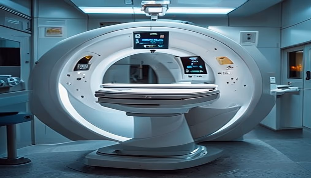 mri scanner machine modern in editorial style