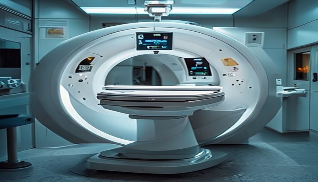 mri scanner machine modern in editorial style