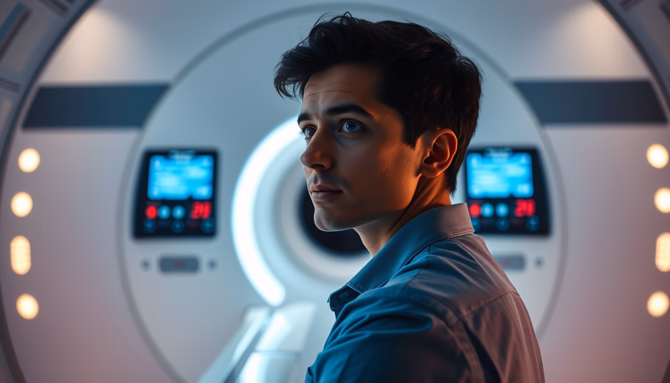 Mri scanner machine modern em estilo editorial