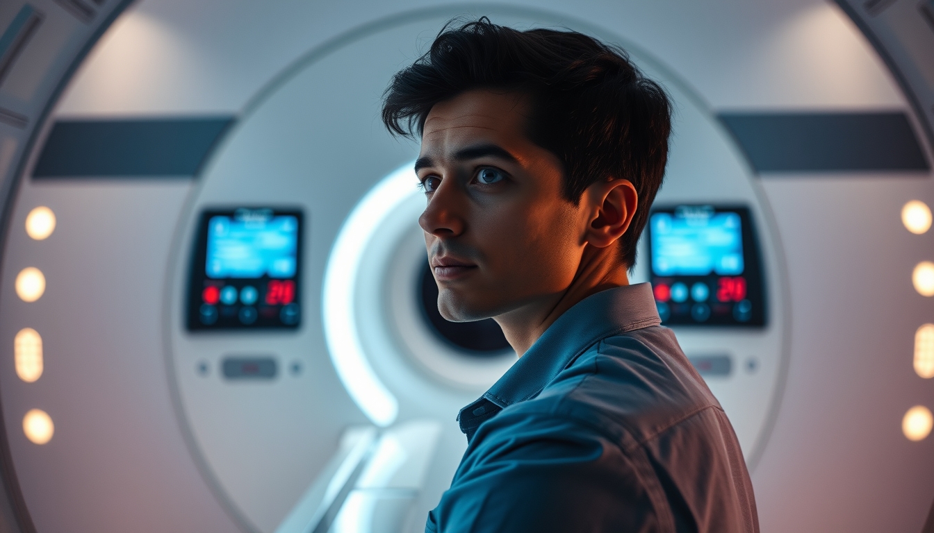 mri scanner machine modern in editorial style