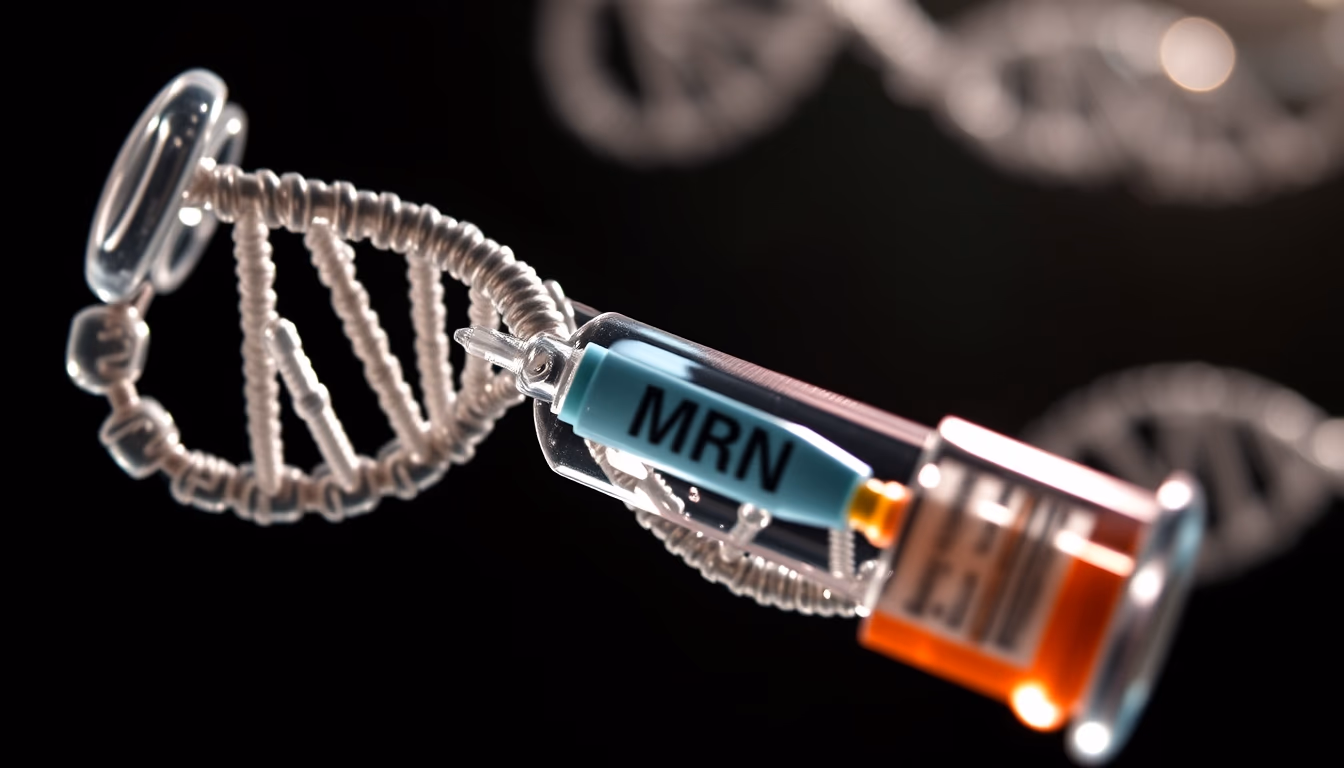mrna vaccine vial closeup in editorial style