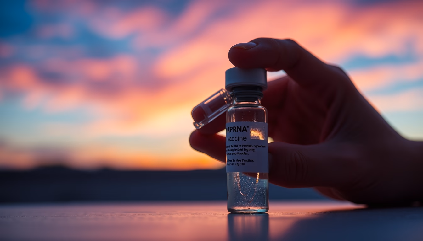 mrna vaccine vial closeup in editorial style