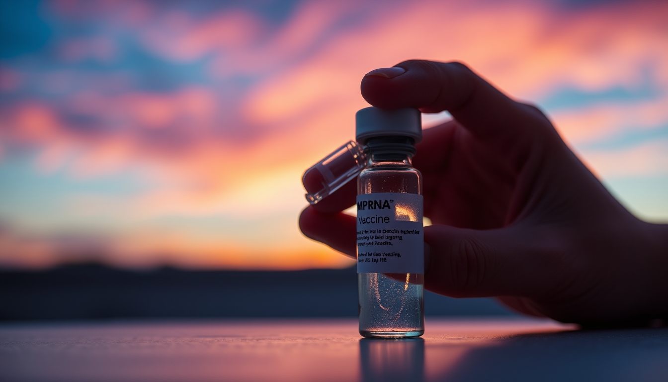 mrna vaccine vial closeup in editorial style