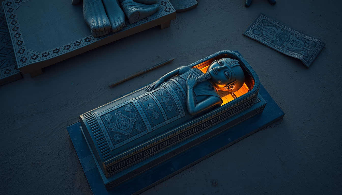 mummy sarcophagus egypt in editorial style
