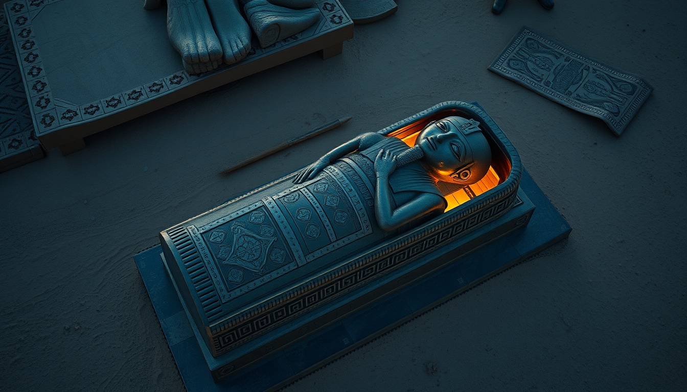 mummy sarcophagus egypt in editorial style