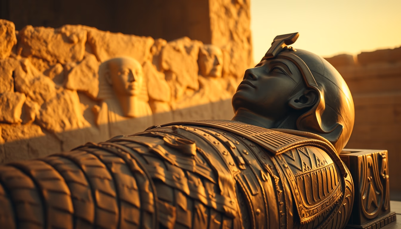 mummy sarcophagus egypt in editorial style