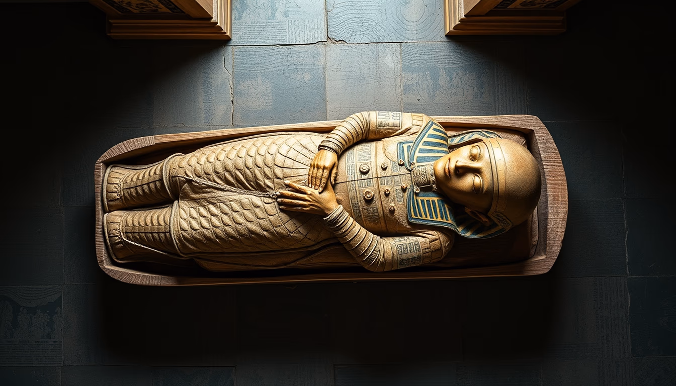 mummy sarcophagus egypt in editorial style