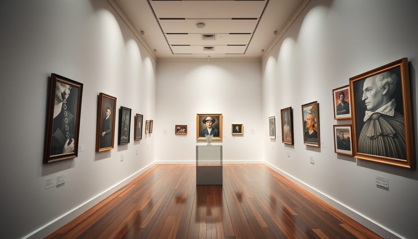 museum gallery white walls in editorial style