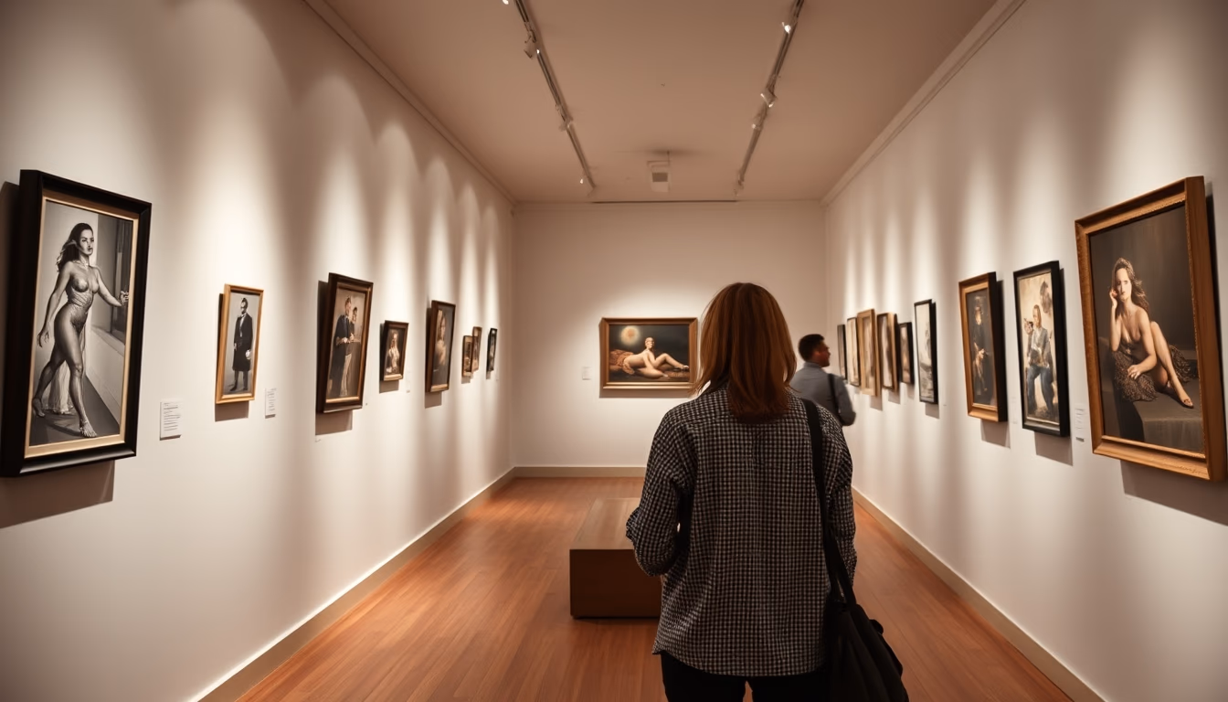 museum gallery white walls in editorial style