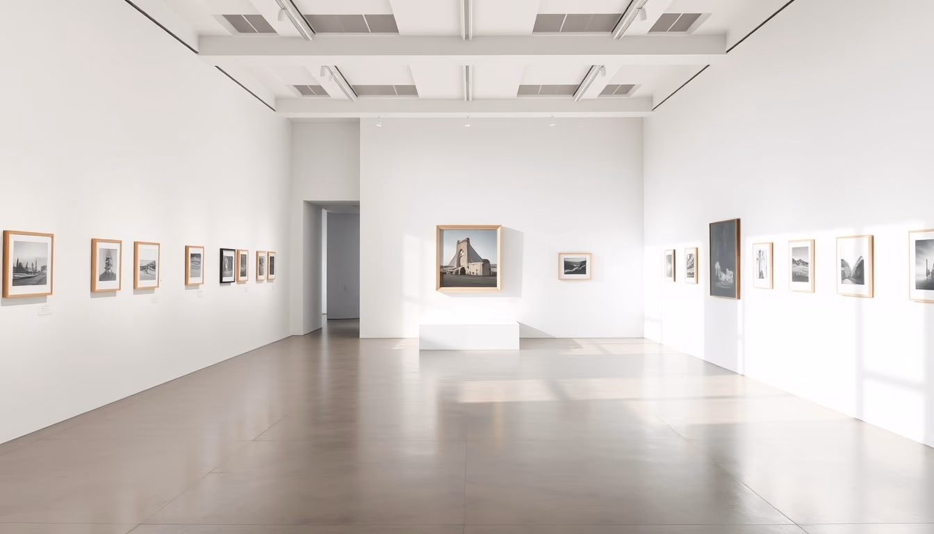 museum gallery white walls in editorial style