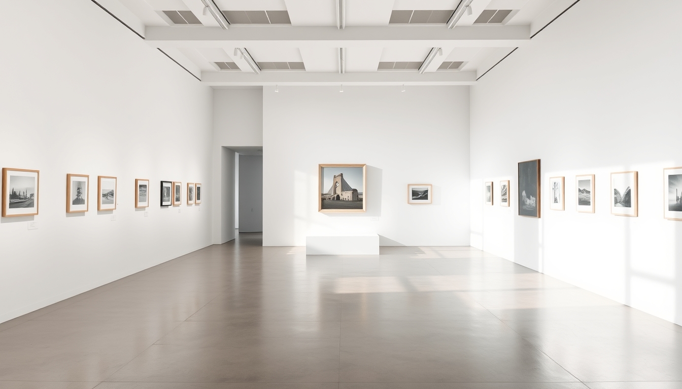 museum gallery white walls in editorial style