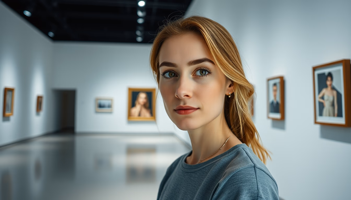 museum gallery white walls in editorial style