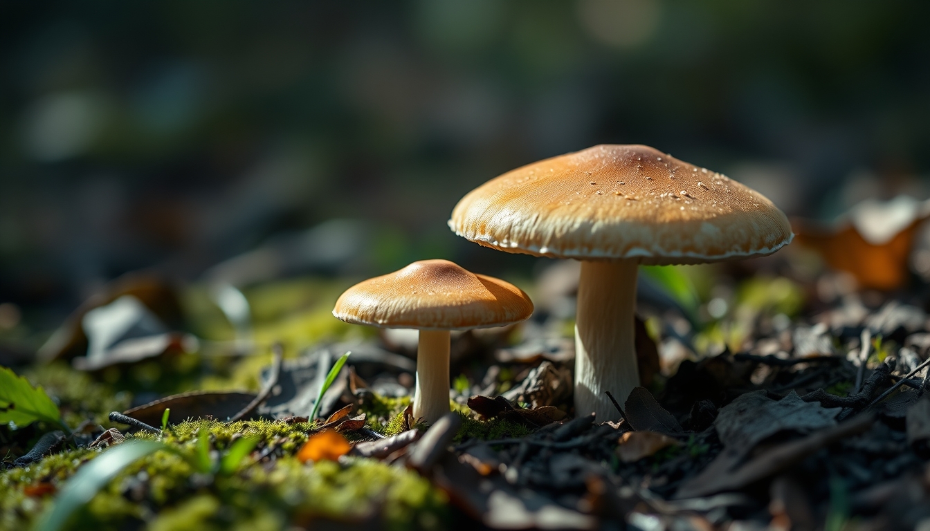 mushroom macro forest floor in editorial style