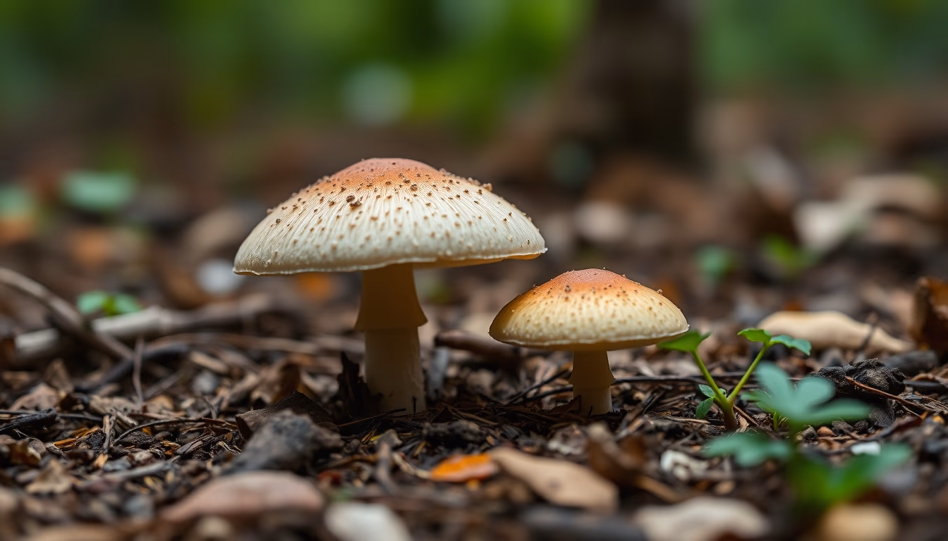mushroom macro forest floor in editorial style