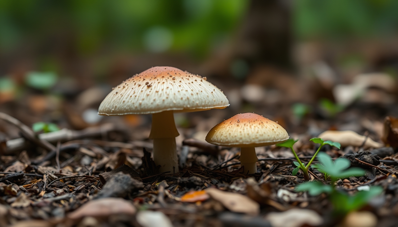 mushroom macro forest floor in editorial style