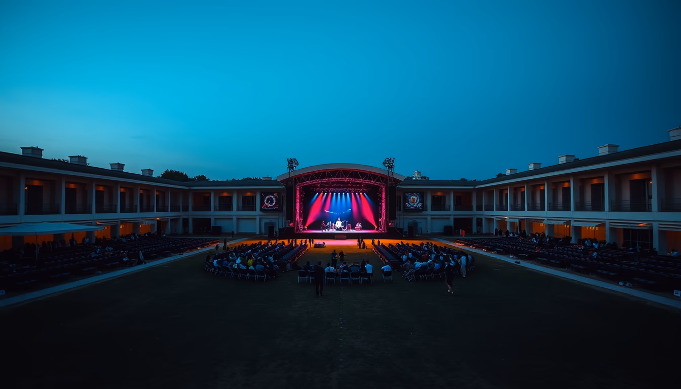 music festival empty grounds in editorial style