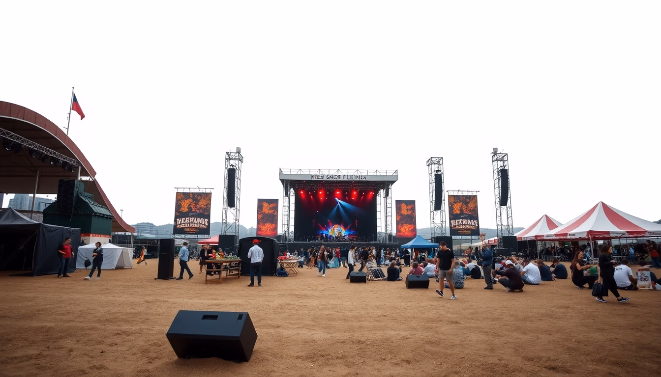 music festival empty grounds in editorial style