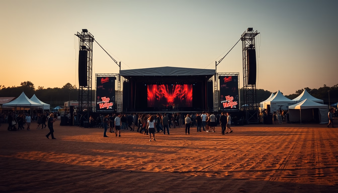 music festival empty grounds in editorial style