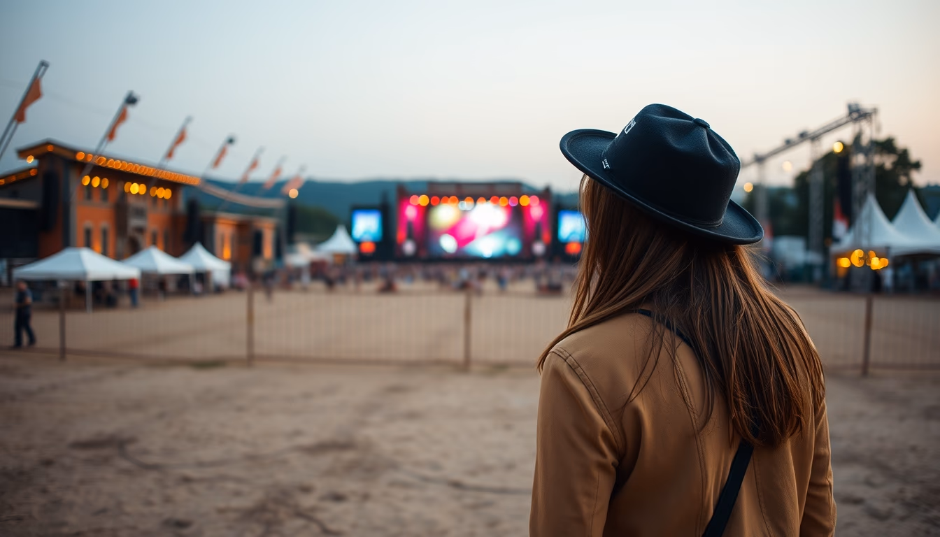 music festival empty grounds in editorial style