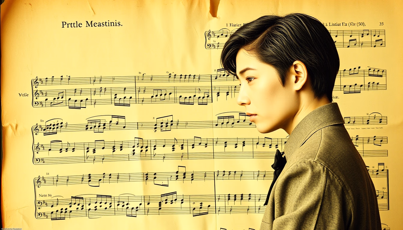 music sheet handwritten antique in editorial style