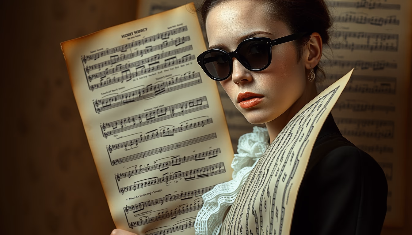 music sheet handwritten antique in editorial style