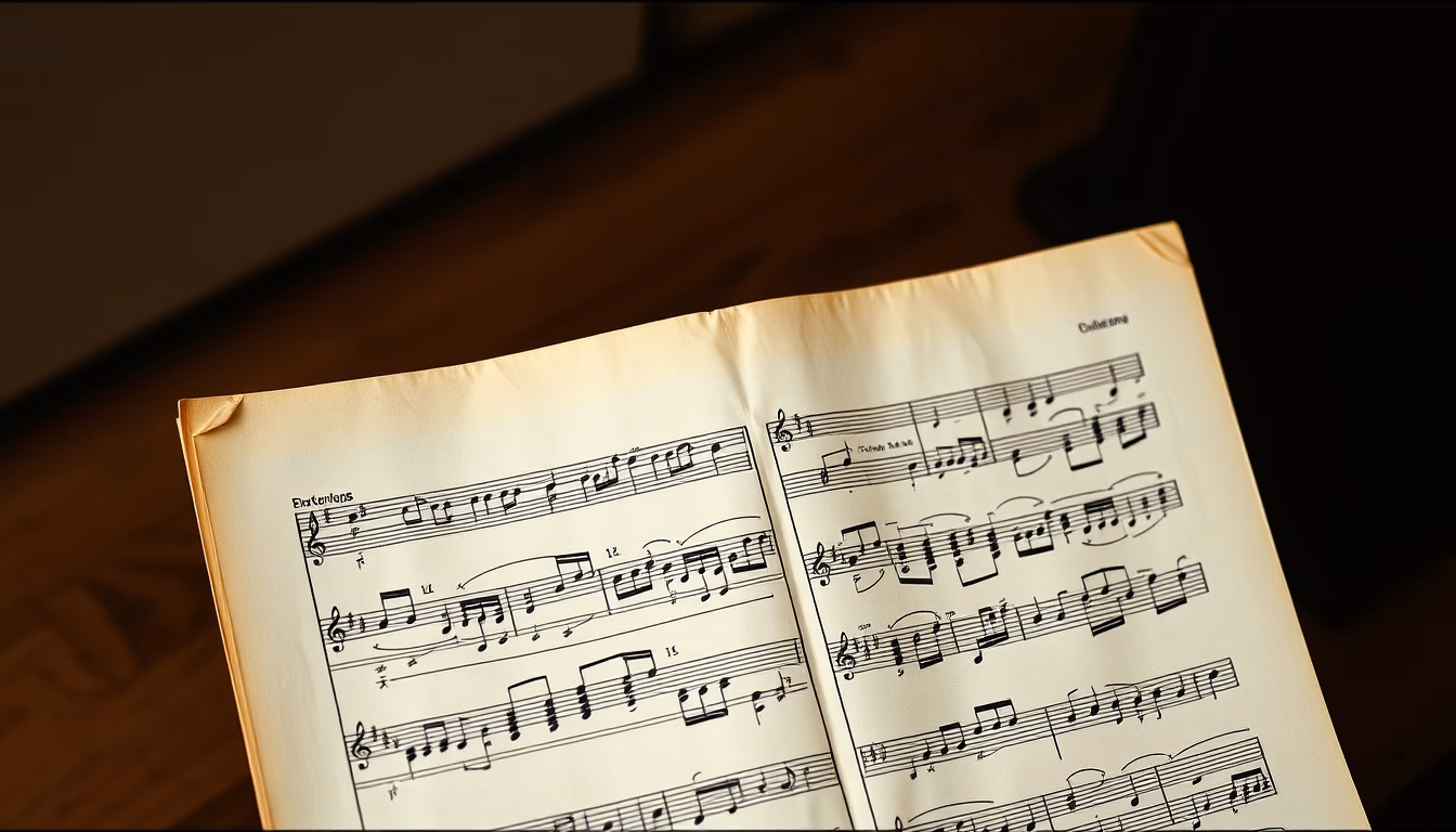 music sheet handwritten antique in editorial style