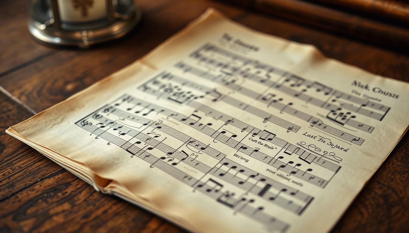 music sheet handwritten antique in editorial style