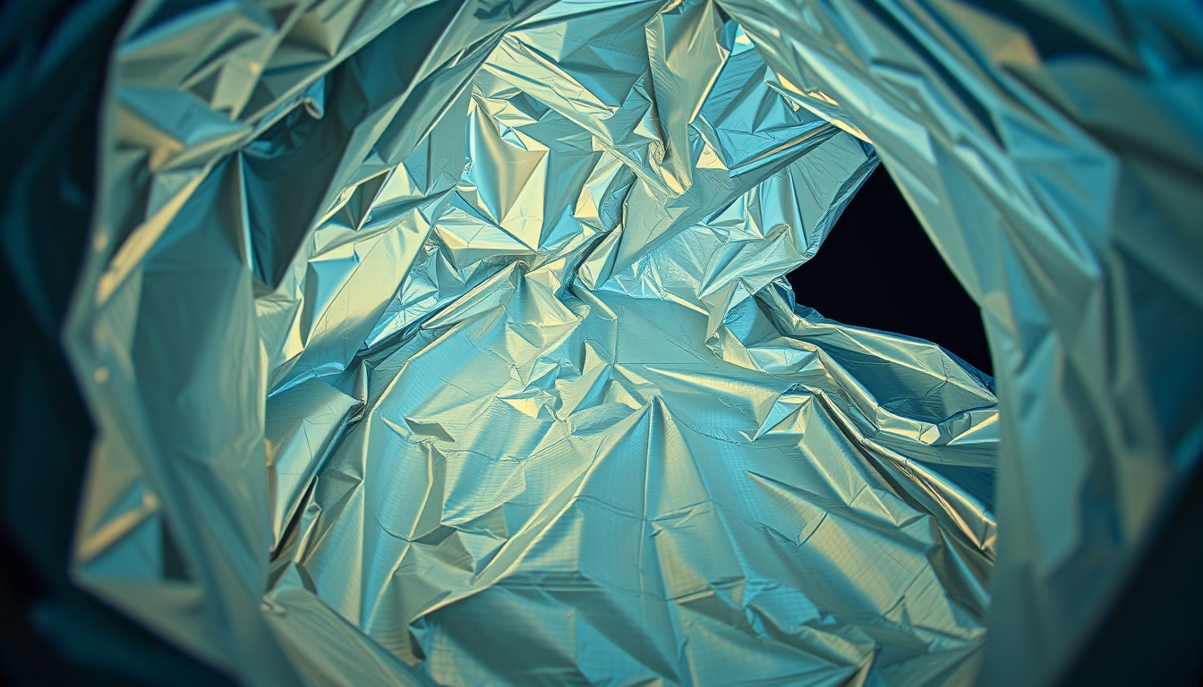 mylar emergency blanket in editorial style