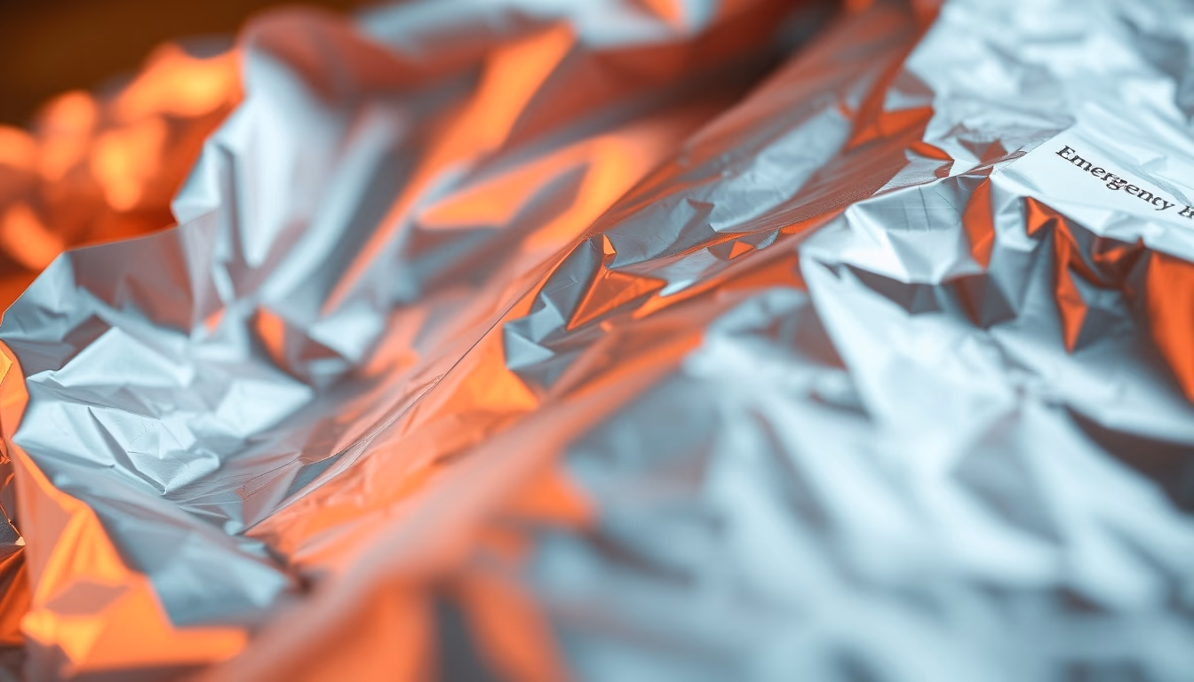 mylar emergency blanket in editorial style