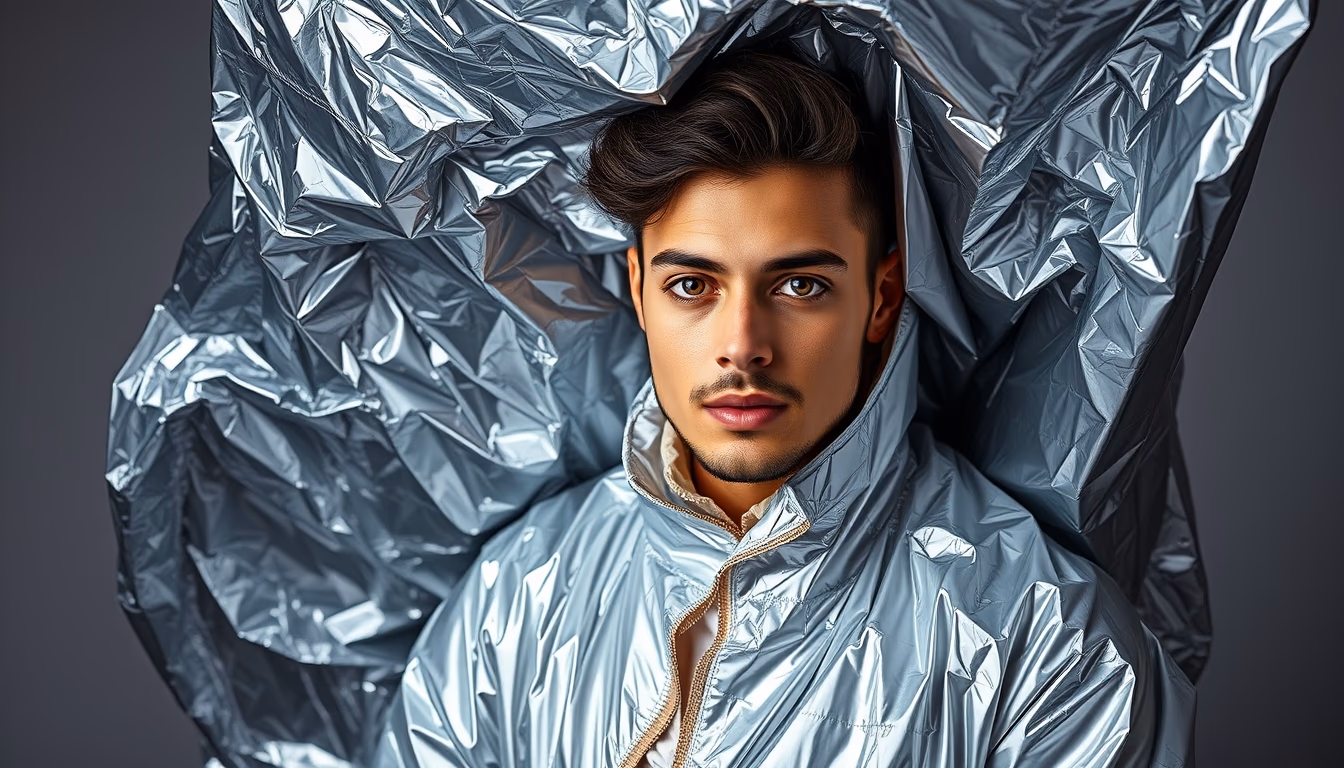 mylar emergency blanket in editorial style