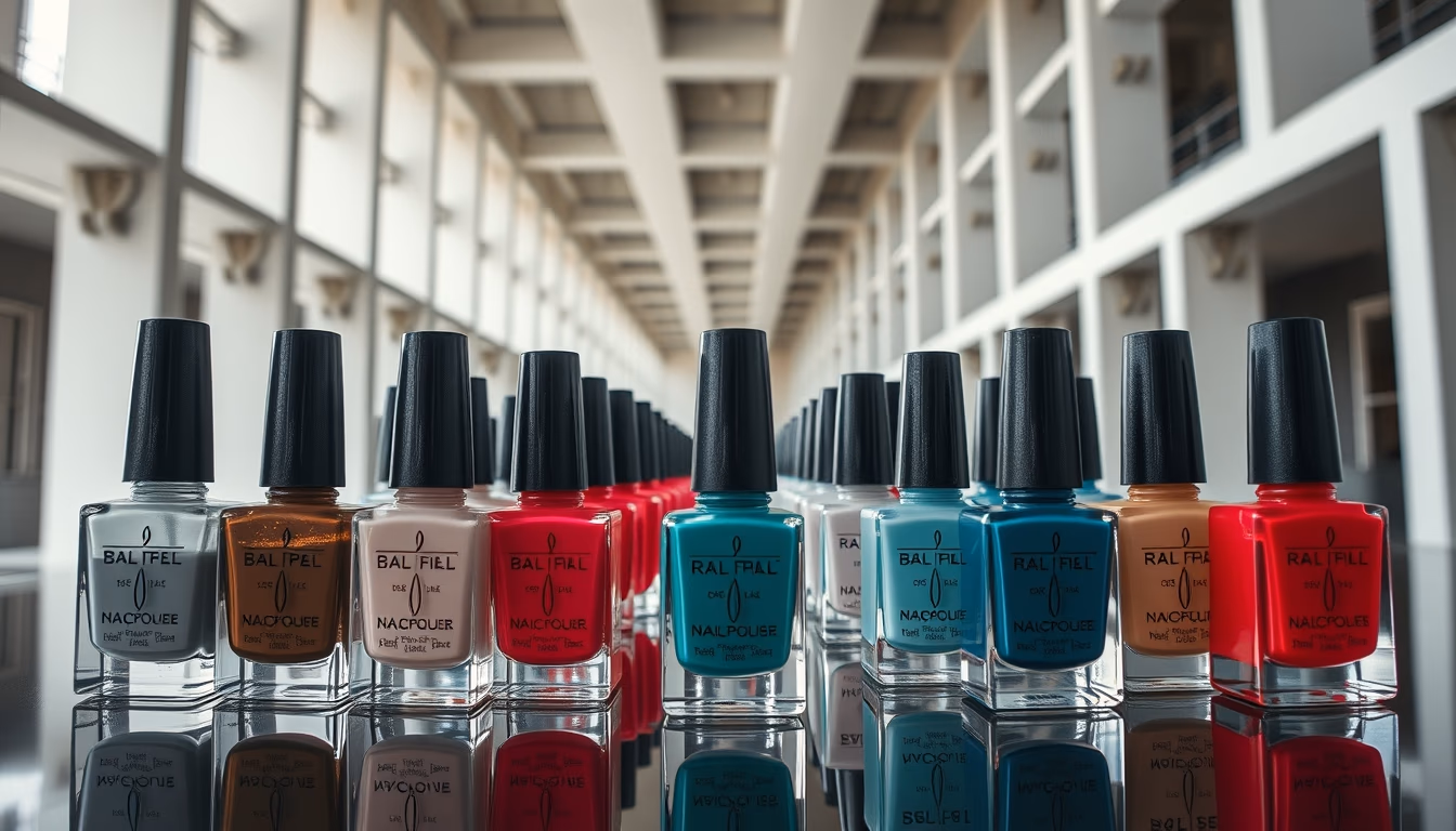 nail polish bottles row in editorial style