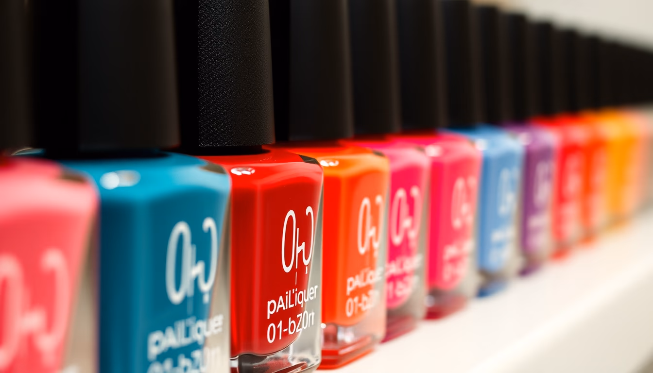 nail polish bottles row in editorial style