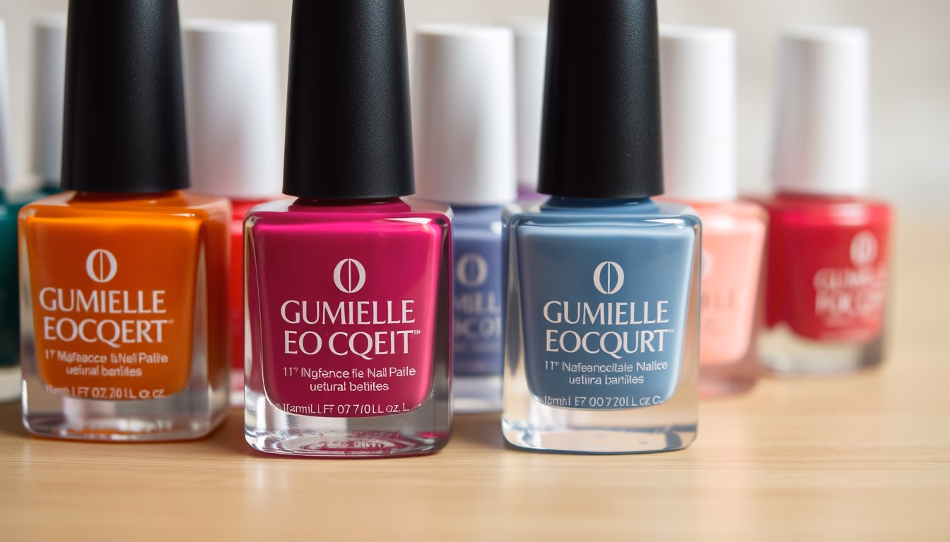 nail polish bottles row in editorial style