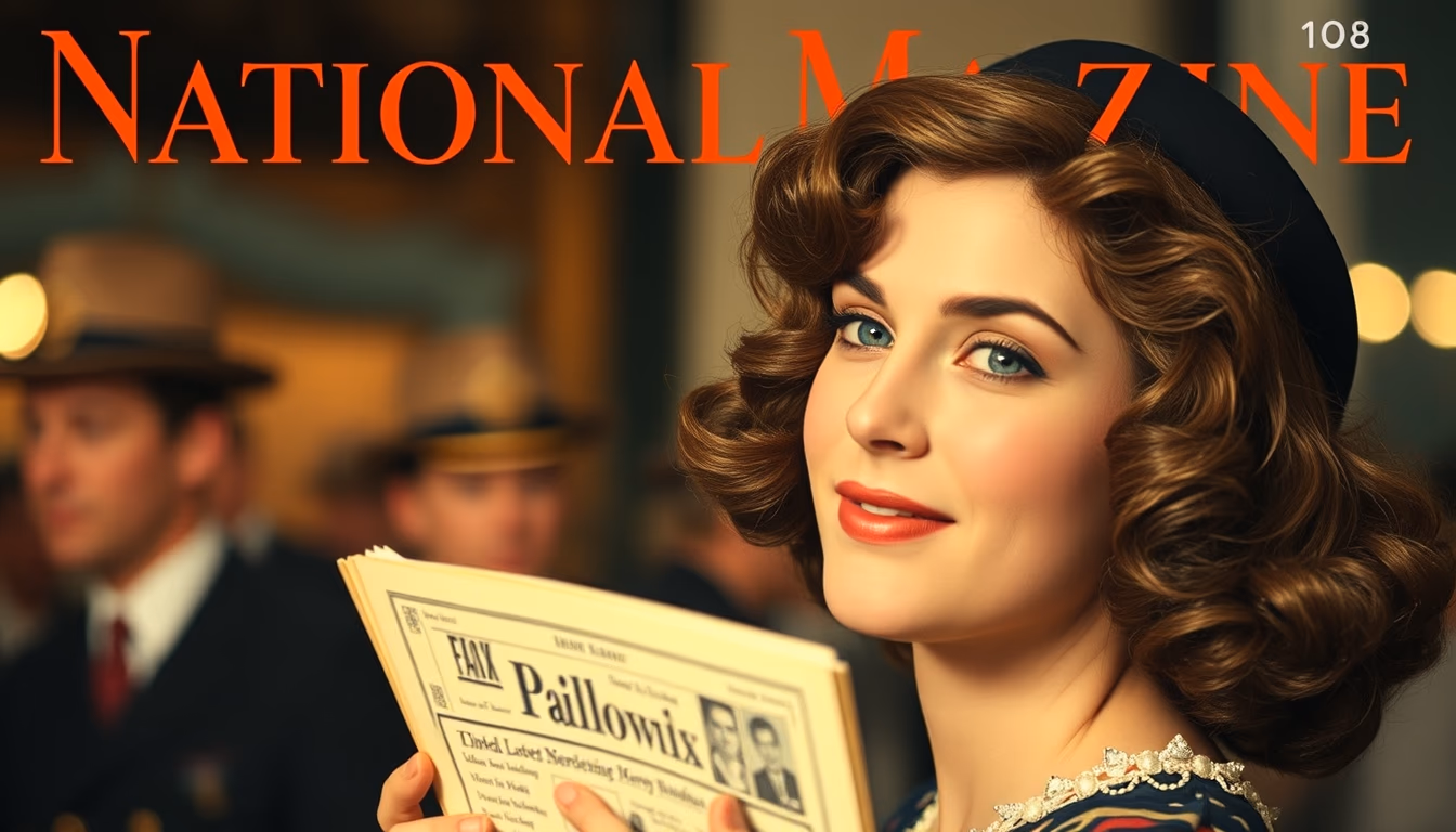 national magazine 1920s cover in editorial style