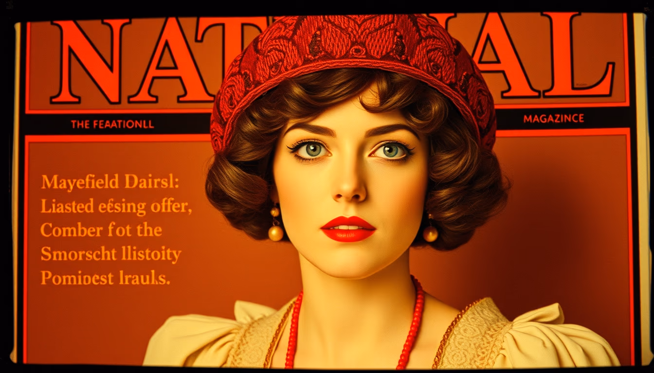 national magazine 1920s cover in editorial style