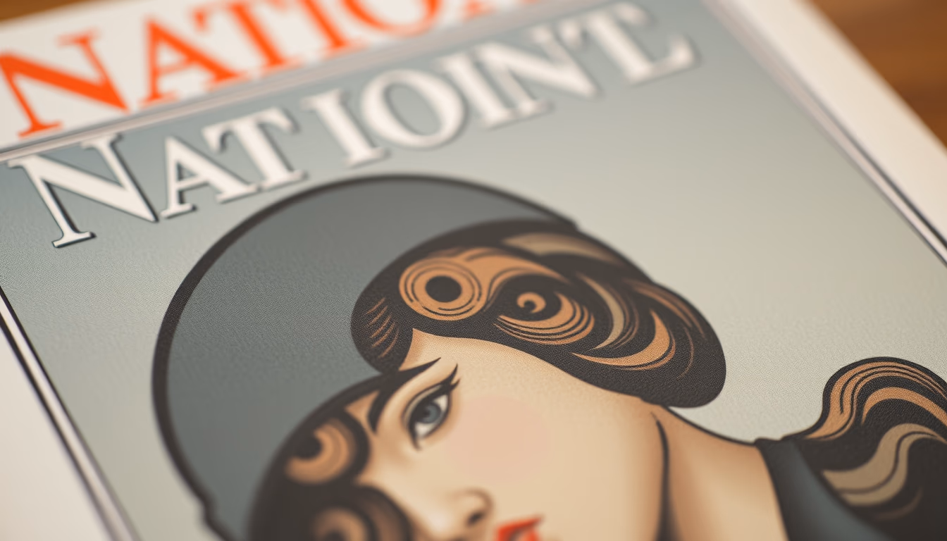 national magazine 1920s cover in editorial style