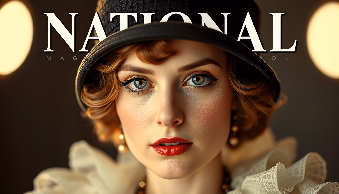 national magazine 1920s cover in editorial style