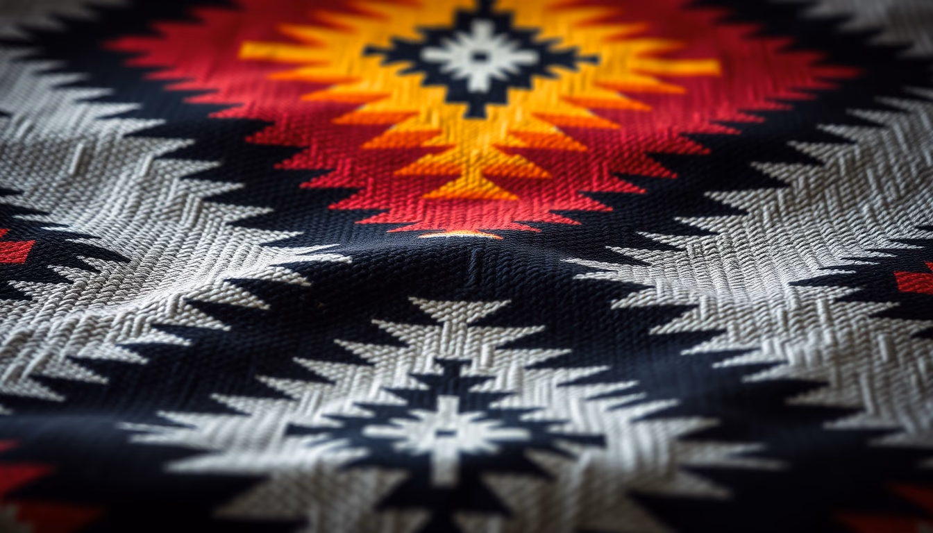navajo blanket pattern in editorial style