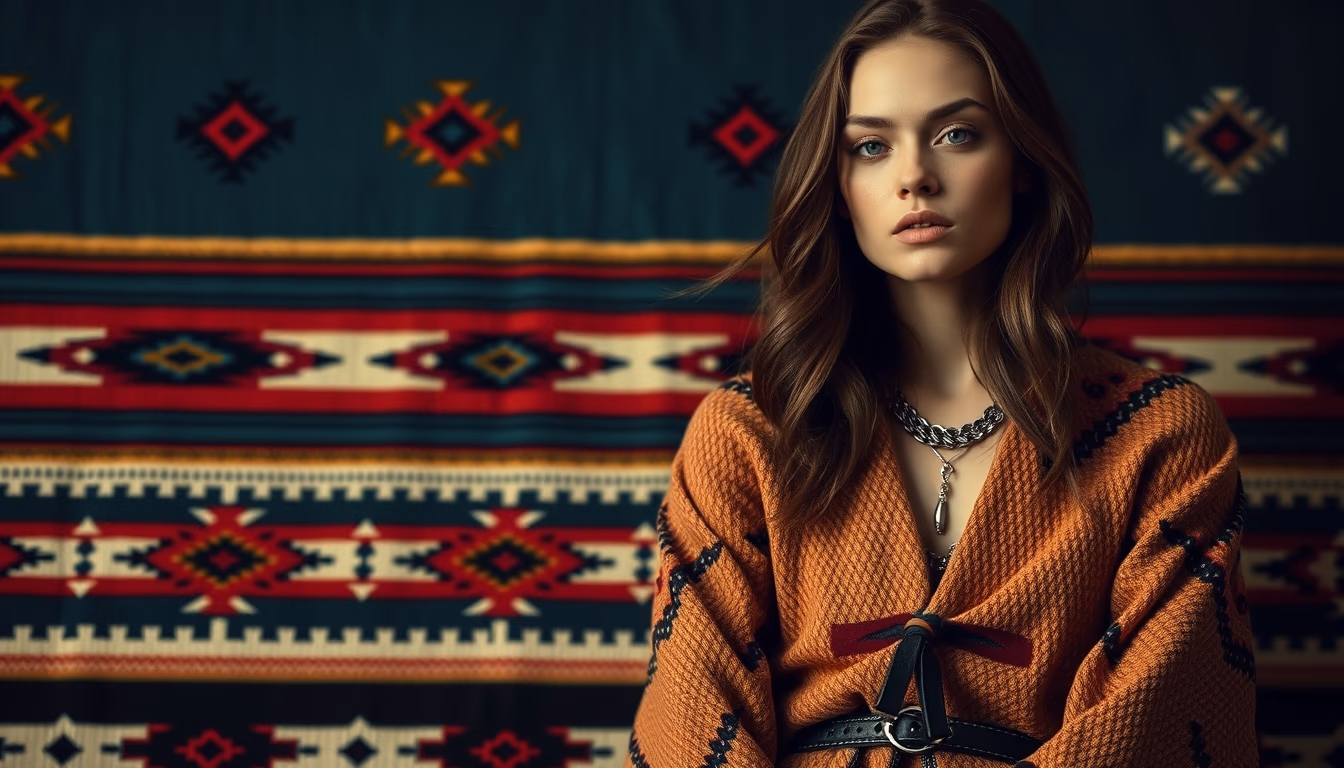 navajo blanket pattern in editorial style