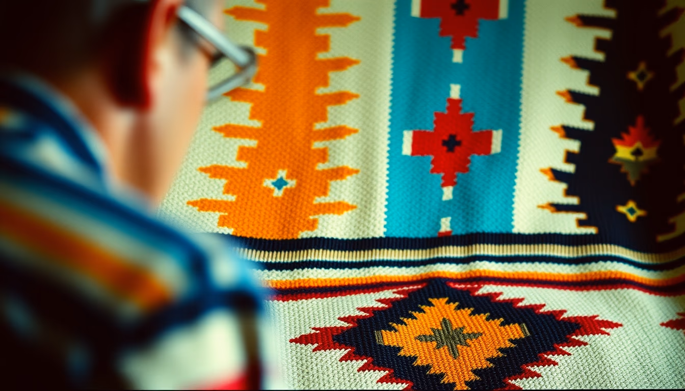 navajo blanket pattern in editorial style