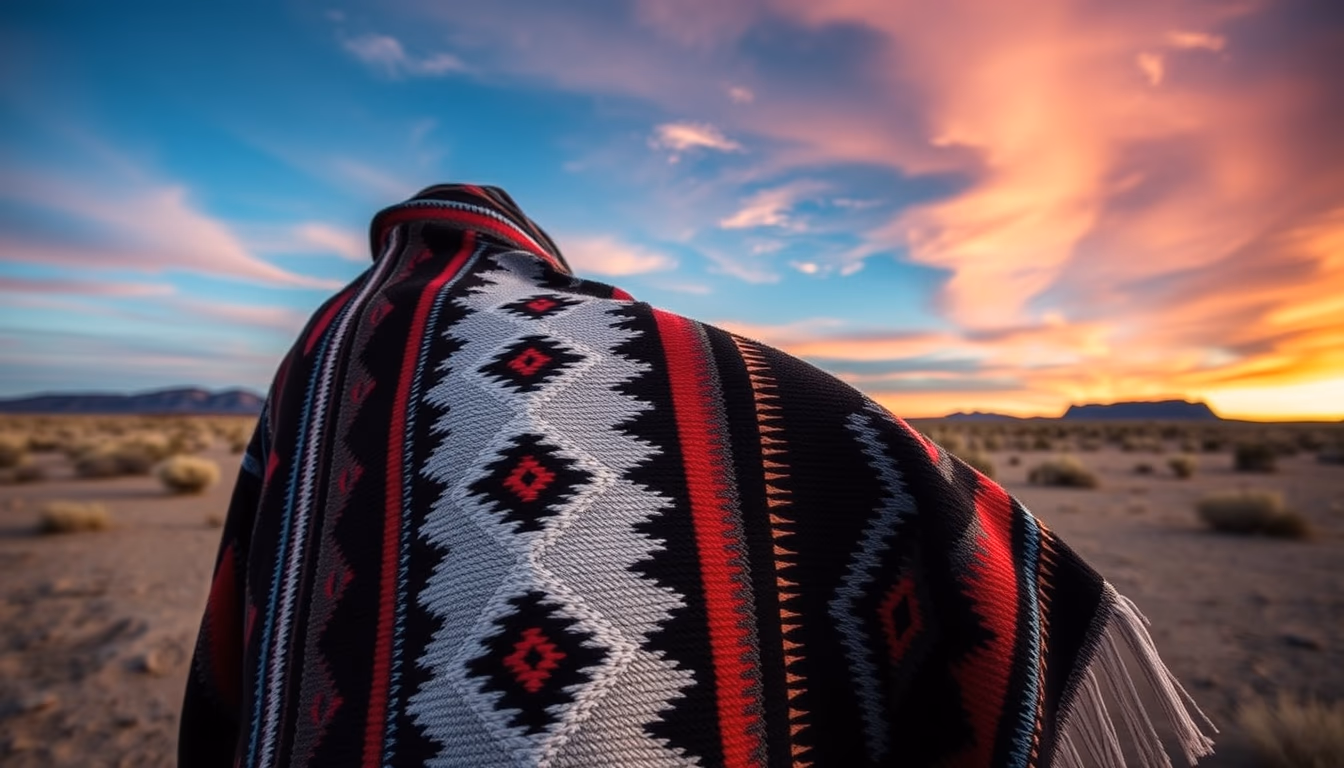 navajo blanket pattern in editorial style