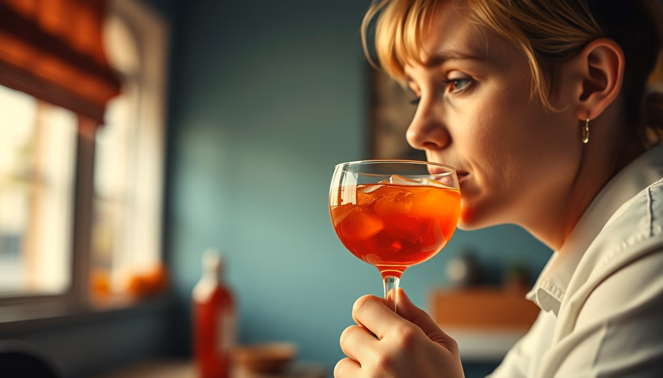 negroni red orange in editorial style