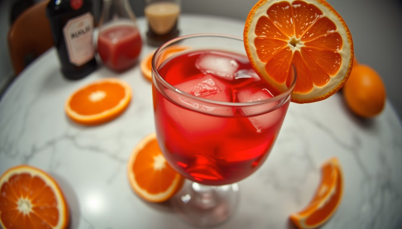 negroni red orange in editorial style