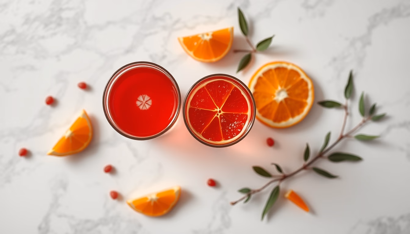negroni red orange in editorial style