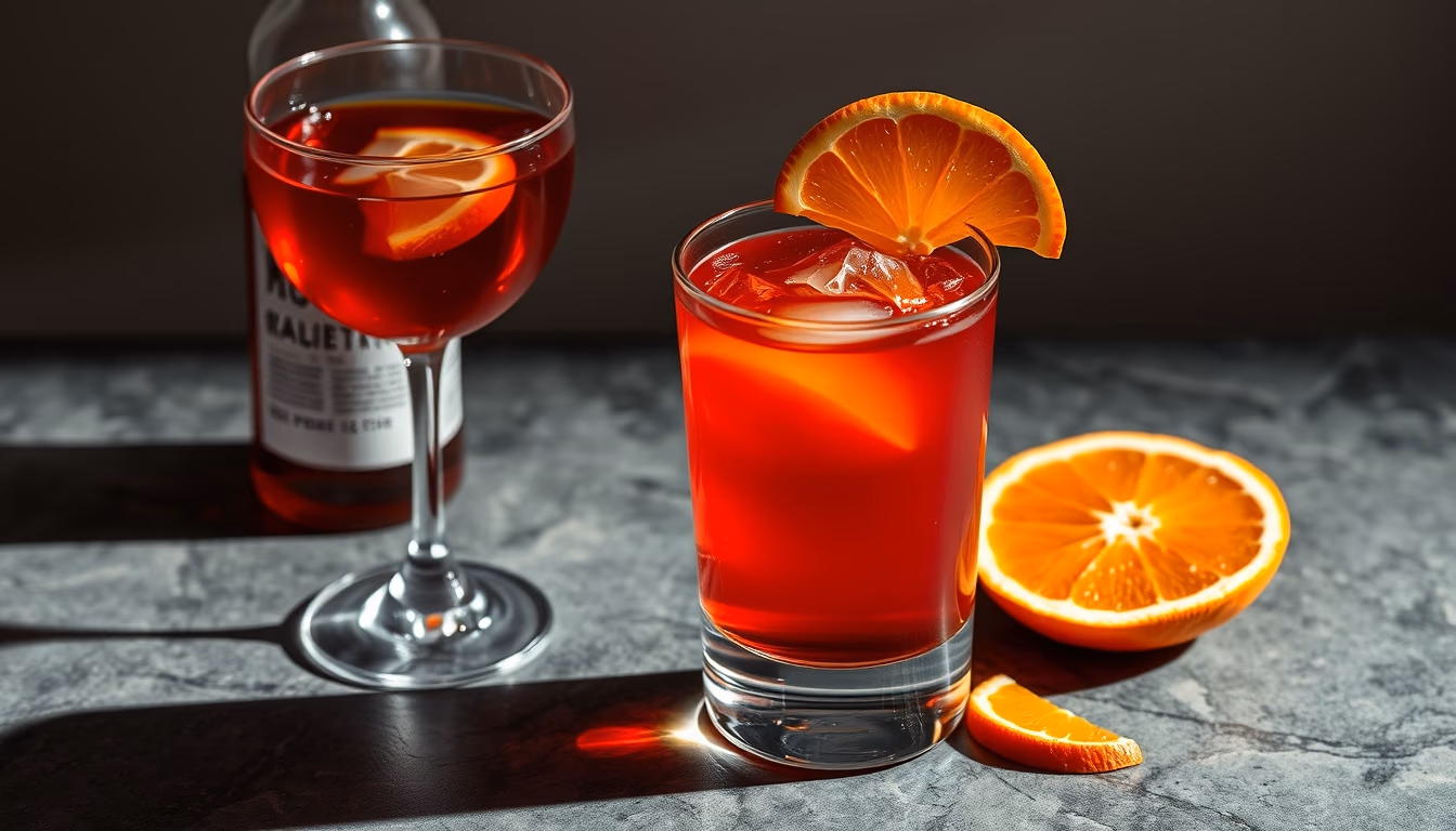 negroni red orange in editorial style