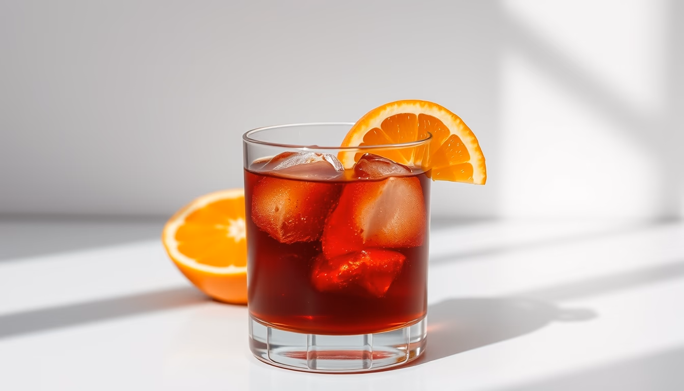 negroni red orange in editorial style
