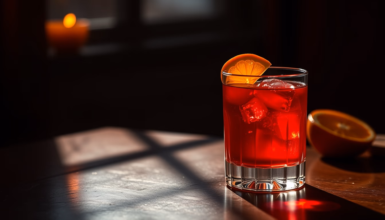 negroni red orange in editorial style