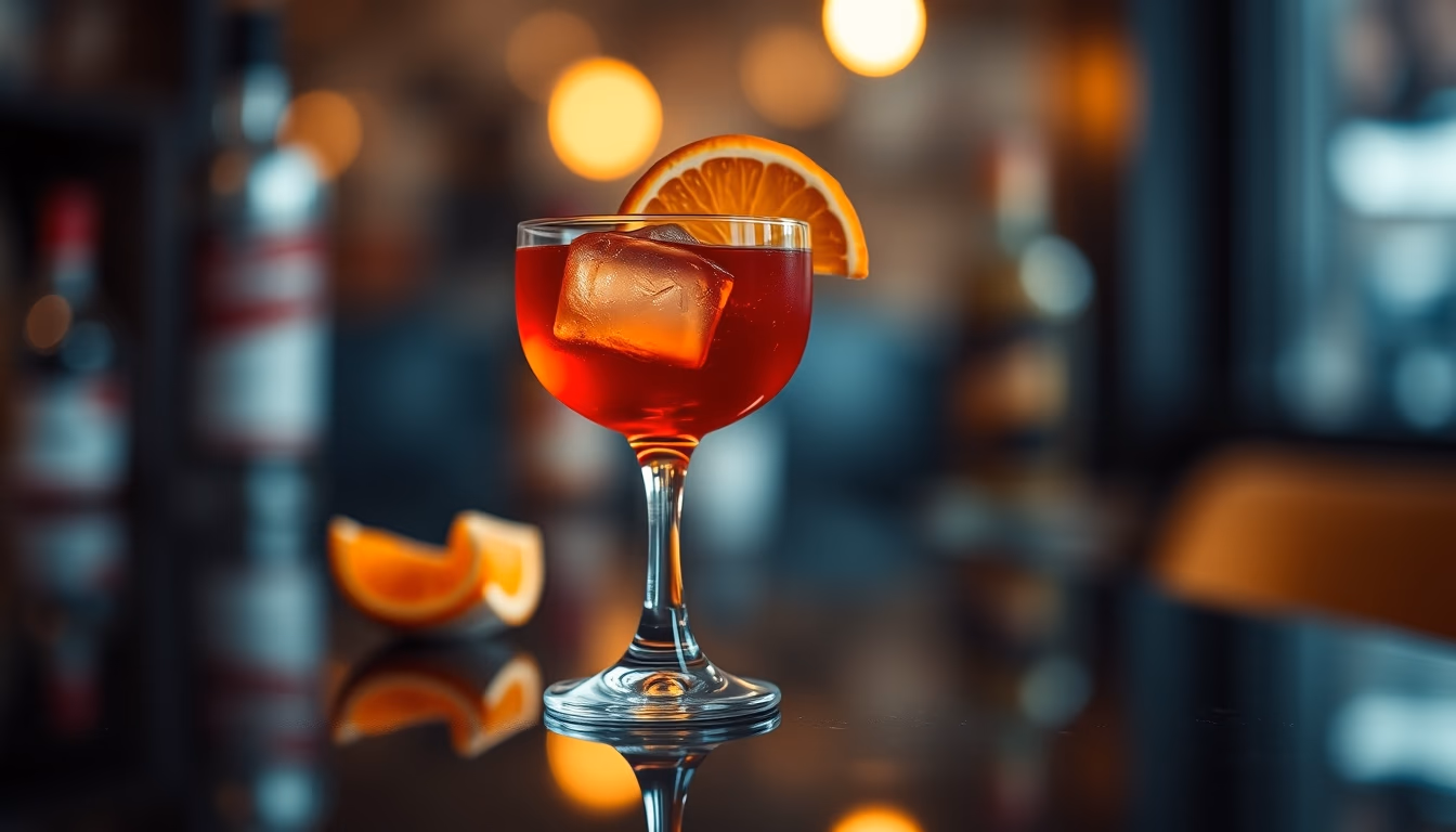 negroni red orange in editorial style