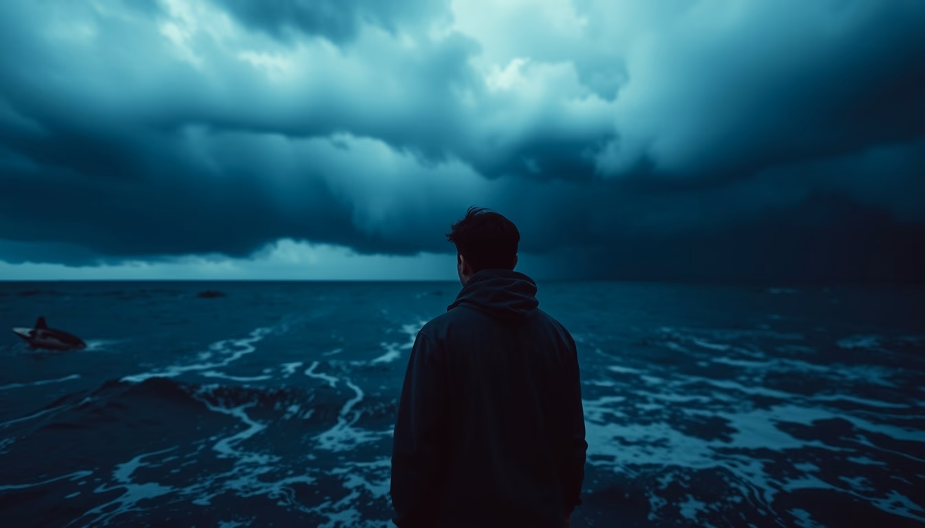 neptune deep blue storms in editorial style